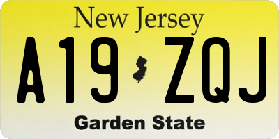 NJ license plate A19ZQJ
