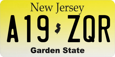 NJ license plate A19ZQR