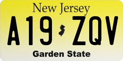 NJ license plate A19ZQV