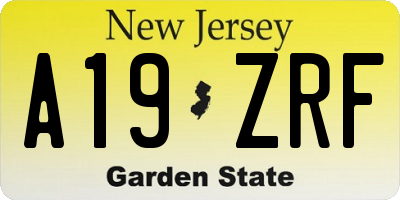 NJ license plate A19ZRF