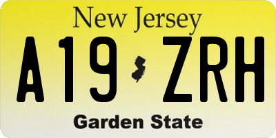 NJ license plate A19ZRH