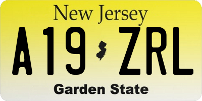 NJ license plate A19ZRL