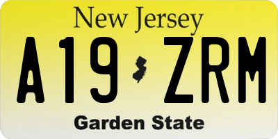 NJ license plate A19ZRM