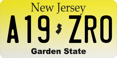 NJ license plate A19ZRO