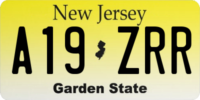 NJ license plate A19ZRR
