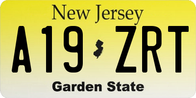 NJ license plate A19ZRT