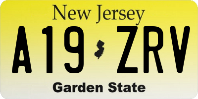 NJ license plate A19ZRV
