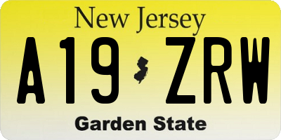 NJ license plate A19ZRW