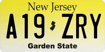 NJ license plate A19ZRY