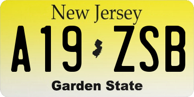 NJ license plate A19ZSB