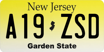 NJ license plate A19ZSD