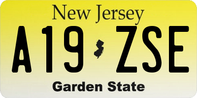 NJ license plate A19ZSE