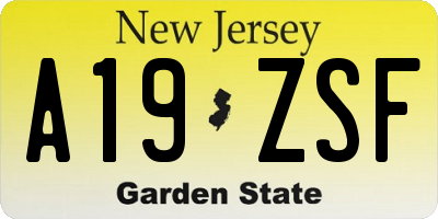 NJ license plate A19ZSF