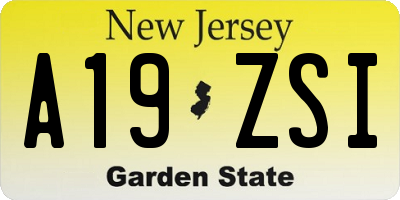 NJ license plate A19ZSI