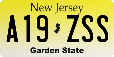 NJ license plate A19ZSS