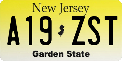 NJ license plate A19ZST