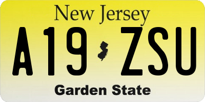 NJ license plate A19ZSU