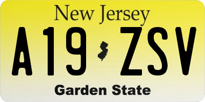 NJ license plate A19ZSV