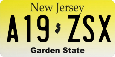 NJ license plate A19ZSX