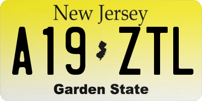 NJ license plate A19ZTL