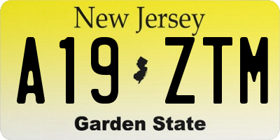 NJ license plate A19ZTM