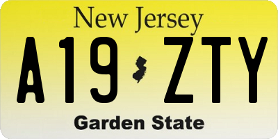 NJ license plate A19ZTY
