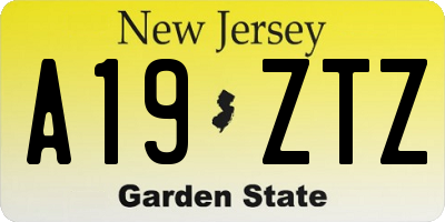 NJ license plate A19ZTZ