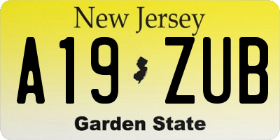 NJ license plate A19ZUB