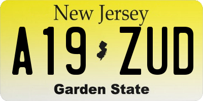 NJ license plate A19ZUD