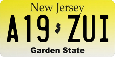 NJ license plate A19ZUI