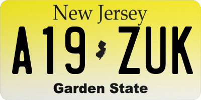NJ license plate A19ZUK