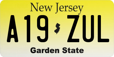 NJ license plate A19ZUL