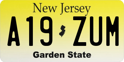 NJ license plate A19ZUM