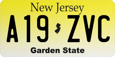 NJ license plate A19ZVC