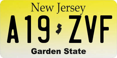 NJ license plate A19ZVF