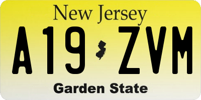NJ license plate A19ZVM