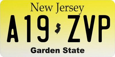 NJ license plate A19ZVP