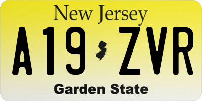 NJ license plate A19ZVR