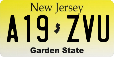 NJ license plate A19ZVU