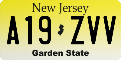 NJ license plate A19ZVV