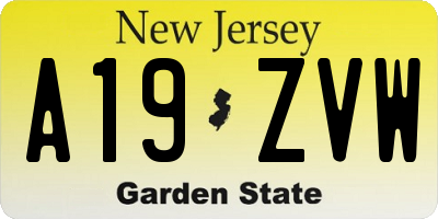 NJ license plate A19ZVW