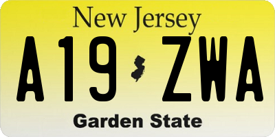 NJ license plate A19ZWA