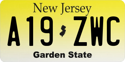 NJ license plate A19ZWC