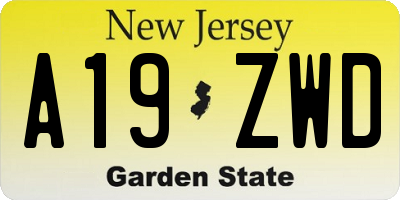 NJ license plate A19ZWD