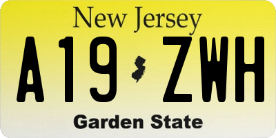 NJ license plate A19ZWH