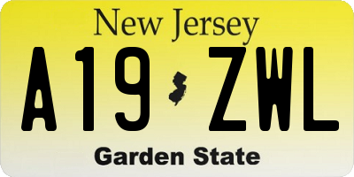 NJ license plate A19ZWL