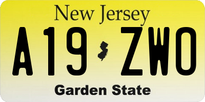 NJ license plate A19ZWO