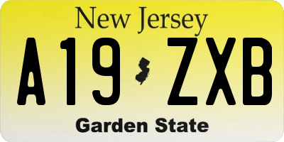 NJ license plate A19ZXB
