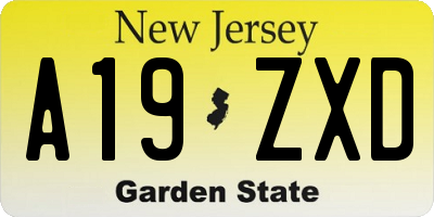 NJ license plate A19ZXD
