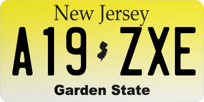 NJ license plate A19ZXE